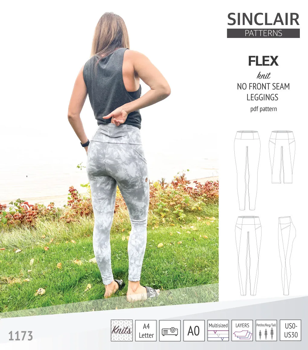 Flex no front seam leggings with colorblocking (PDF)