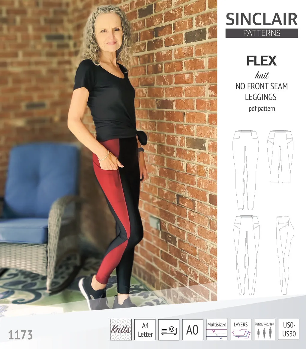 Flex no front seam leggings with colorblocking (PDF)