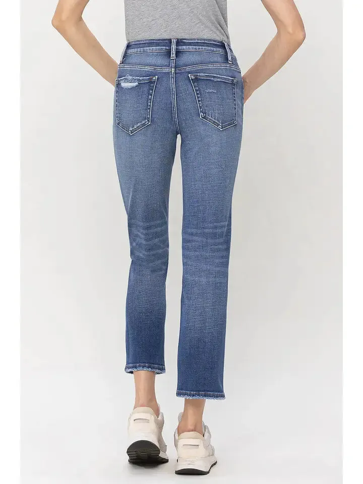 Flying Monkey Mid Rise Cropped Straight Leg Jean