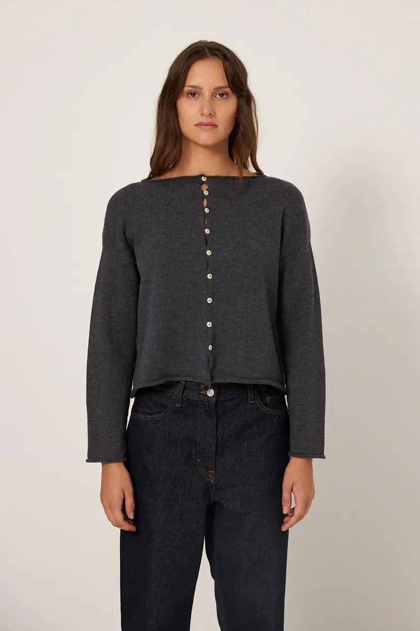 Francie The Doll's Reversible Cardigan - Charcoal