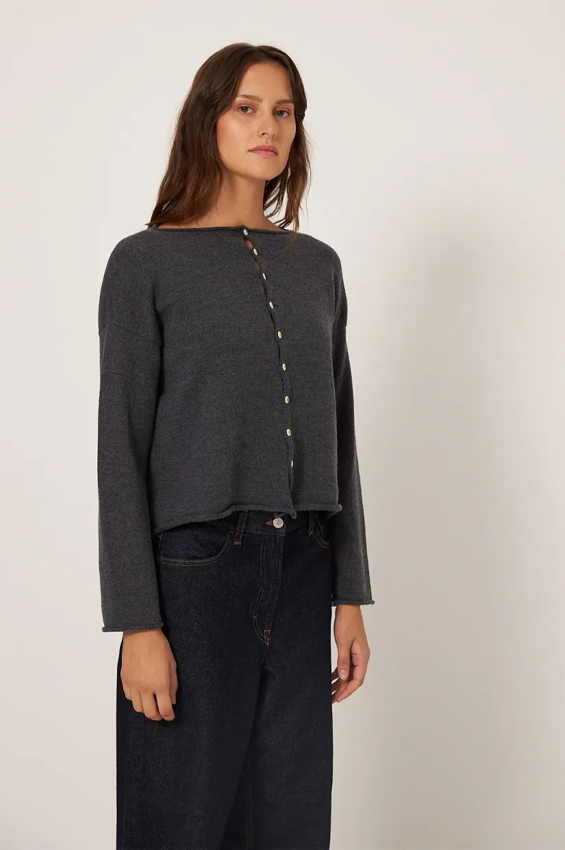 Francie The Doll's Reversible Cardigan - Charcoal