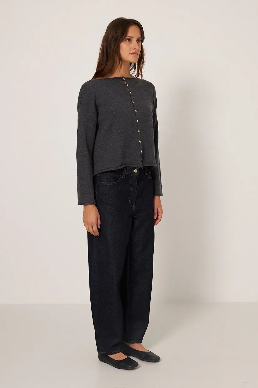 Francie The Doll's Reversible Cardigan - Charcoal