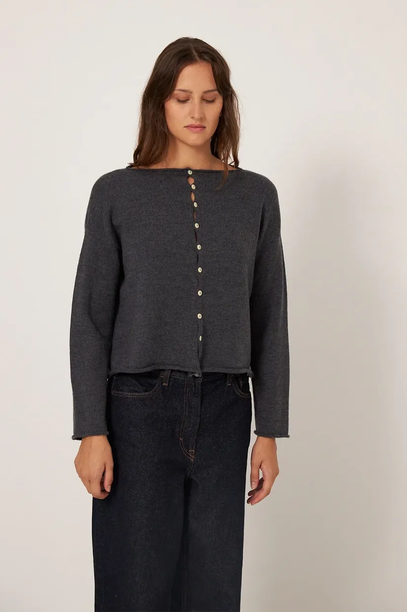 Francie The Doll's Reversible Cardigan - Charcoal