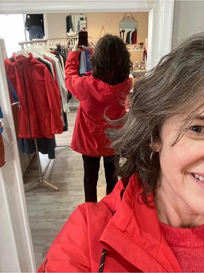 Fransa Pafasa rain jacket in poinsettia red