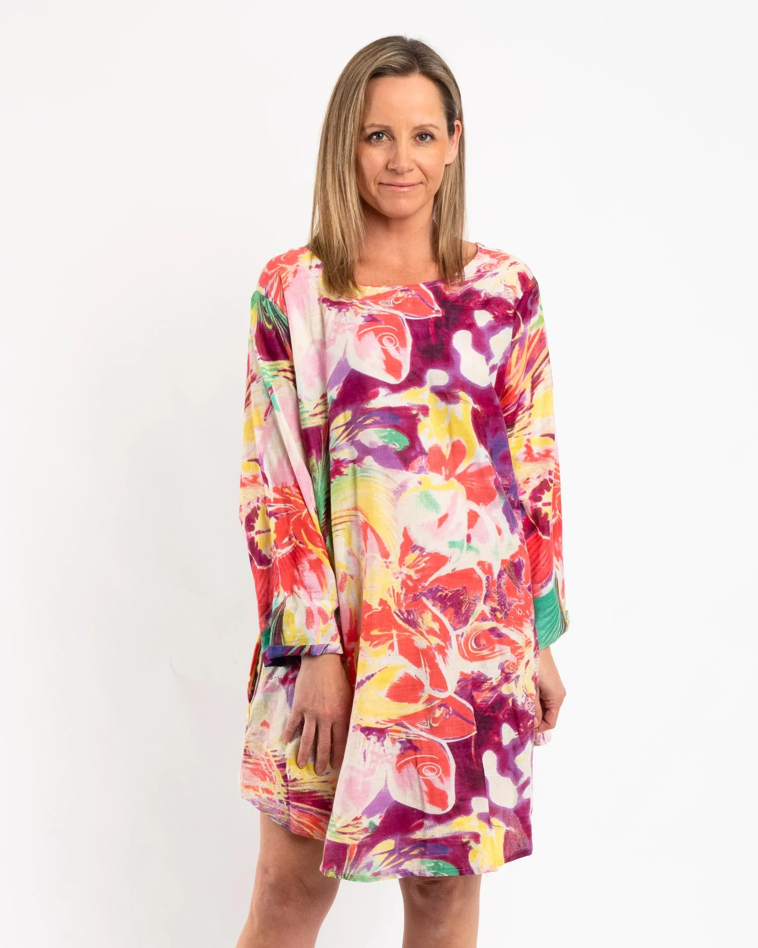 Free Size Summer Dress in Abstract Swirl