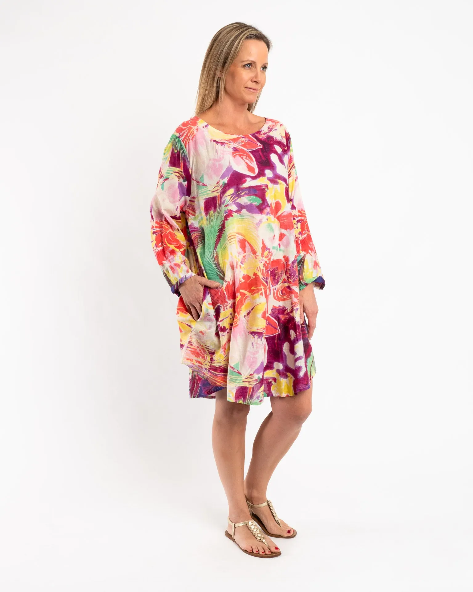 Free Size Summer Dress in Abstract Swirl