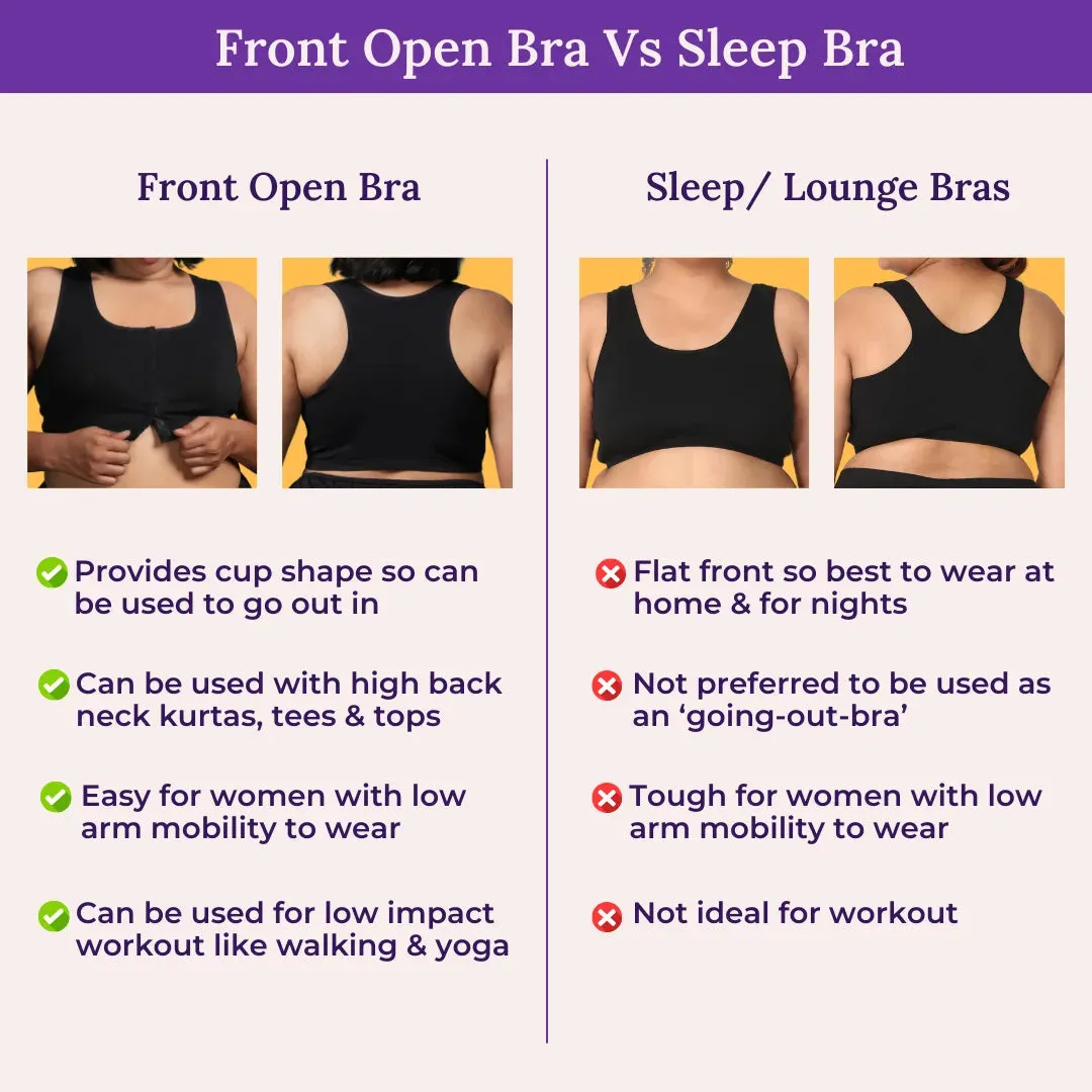 Front Open Button Bra for Plus Size | Non Padded | Non Wired | Racerback | Full Coverage | Pack Of 2