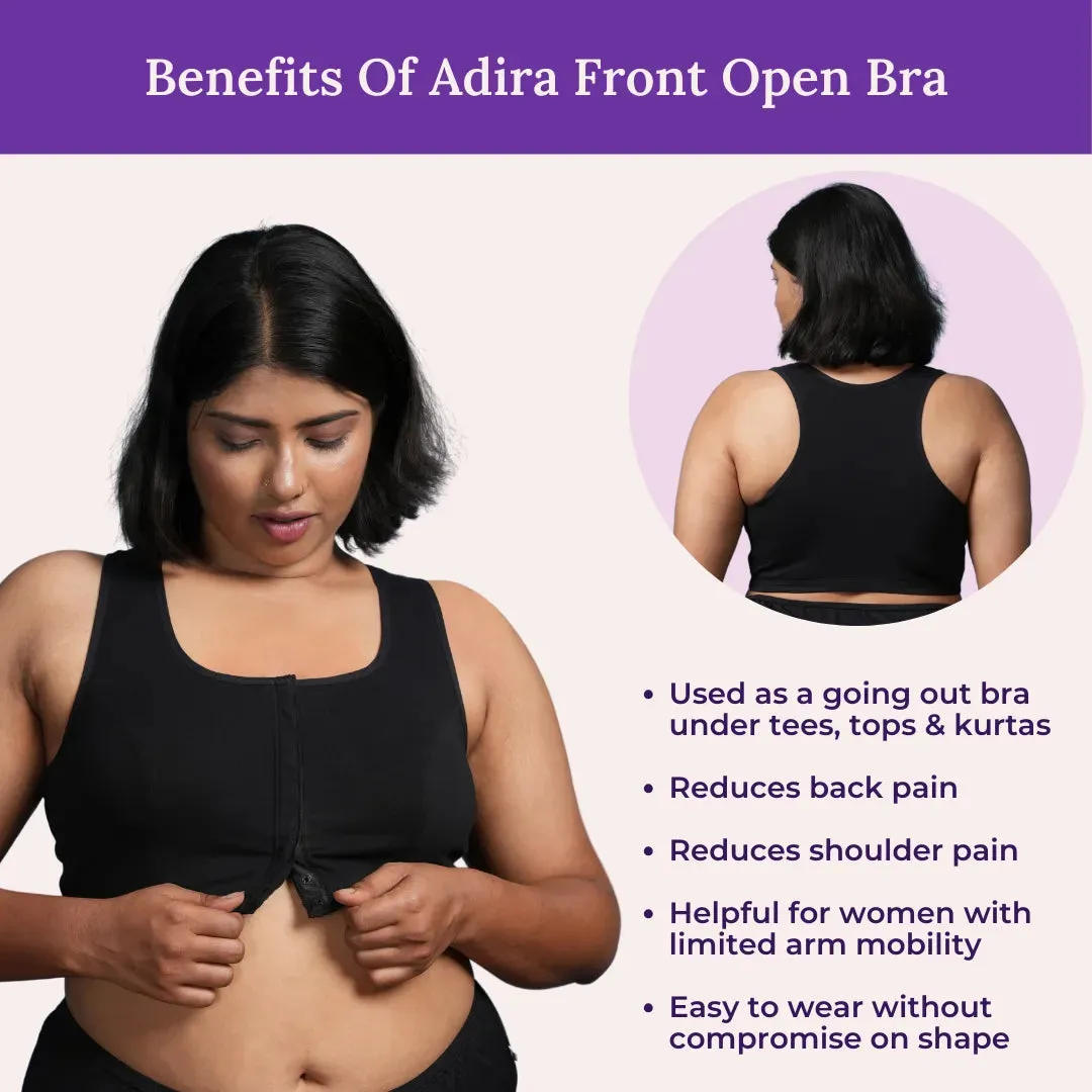 Front Open Button Bra for Plus Size | Non Padded | Non Wired | Racerback | Full Coverage | Pack Of 2