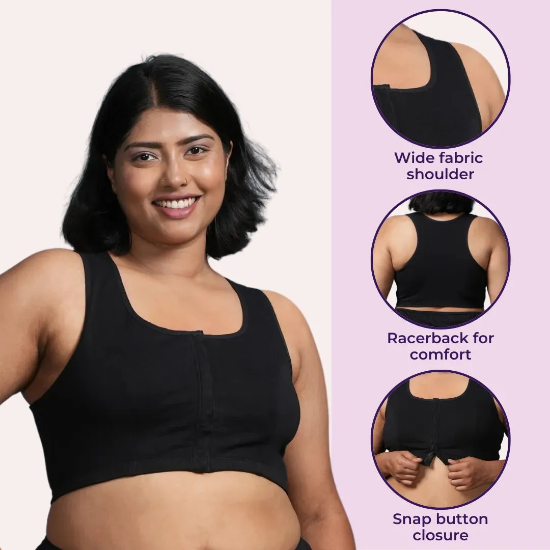 Front Open Button Bra for Plus Size | Non Padded | Non Wired | Racerback | Full Coverage | Pack Of 2