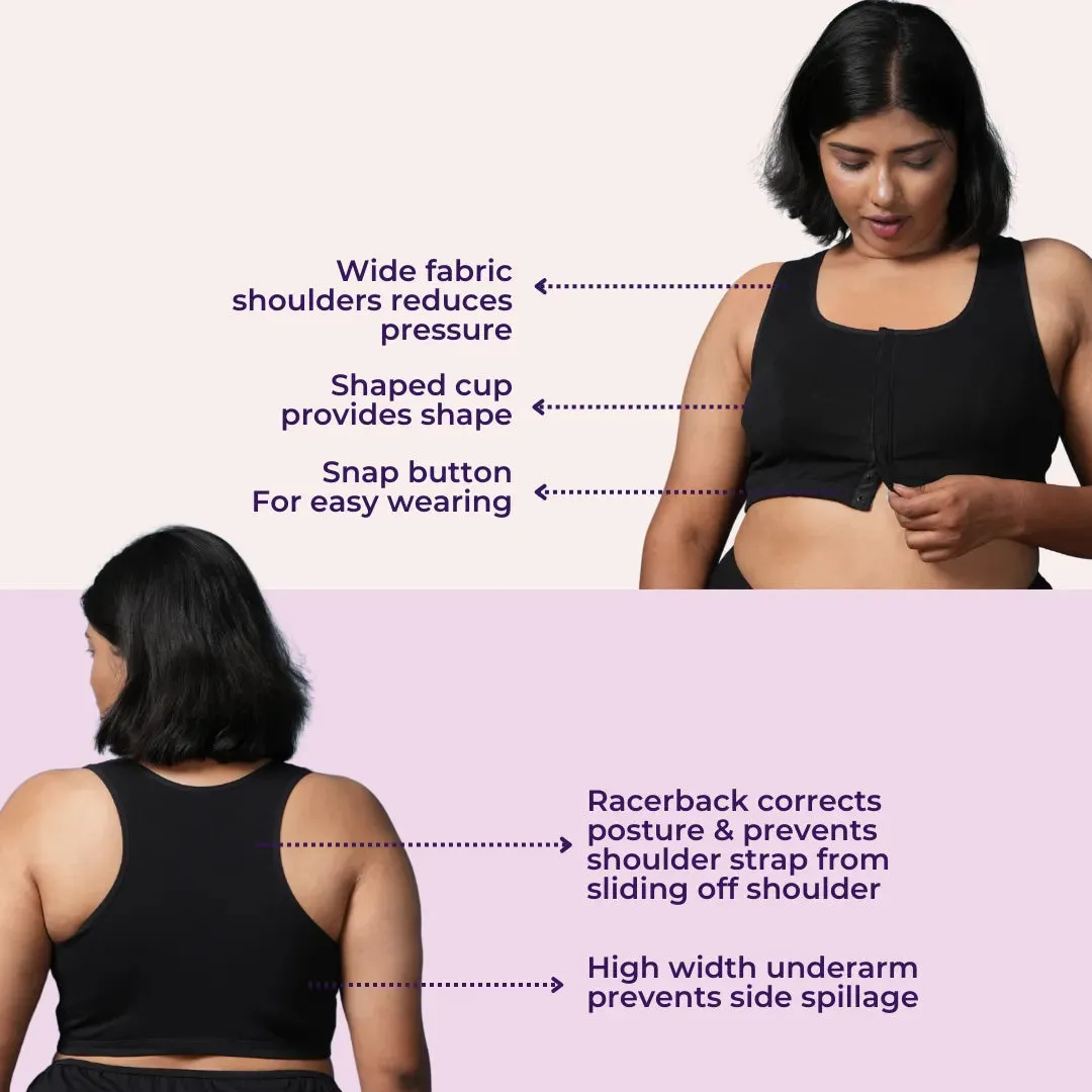 Front Open Button Bra for Plus Size | Non Padded | Non Wired | Racerback | Full Coverage | Pack Of 2