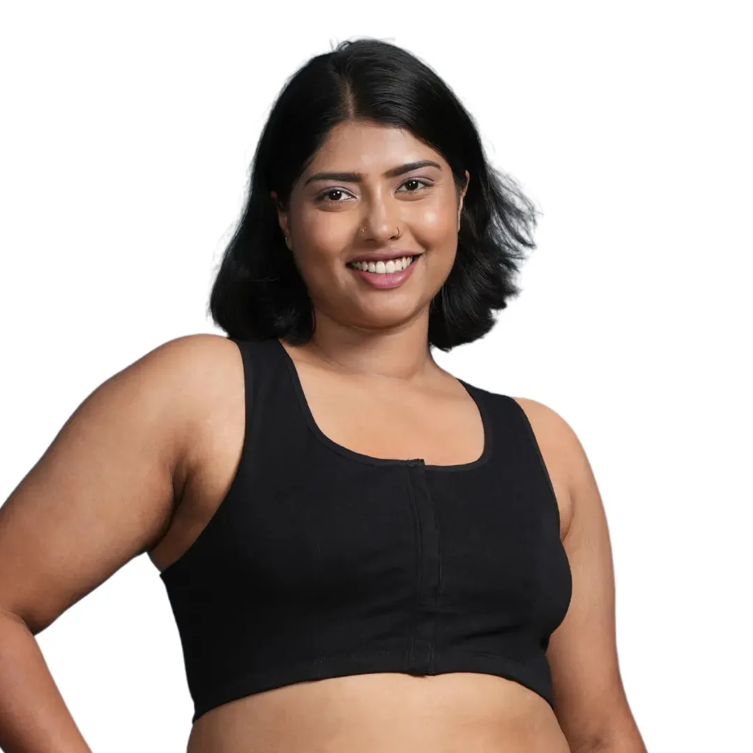 Front Open Button Bra for Plus Size | Non Padded | Non Wired | Racerback | Full Coverage