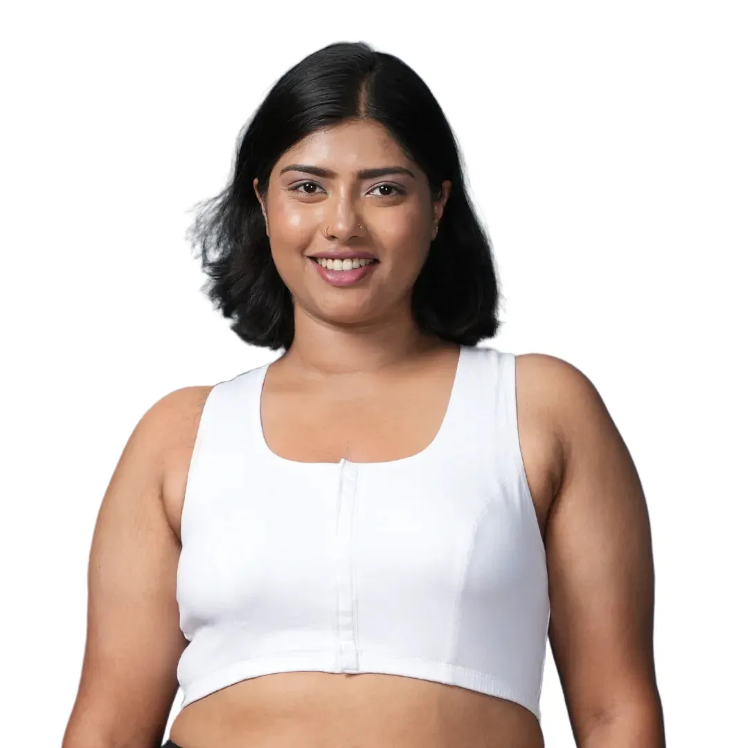 Front Open Button Bra for Plus Size | Non Padded | Non Wired | Racerback | Full Coverage