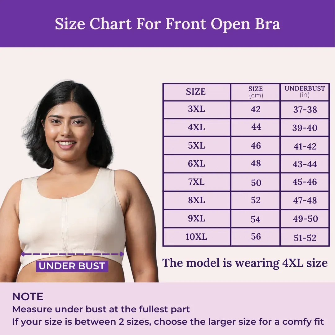 Front Open Button Bra for Plus Size | Non Padded | Non Wired | Racerback | Full Coverage