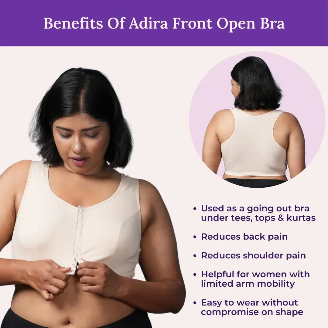 Front Open Button Bra for Plus Size | Non Padded | Non Wired | Racerback | Full Coverage