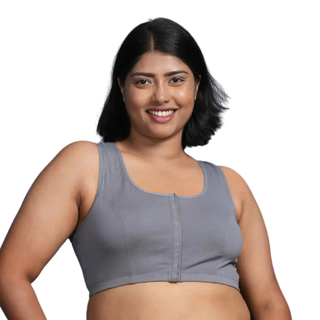 Front Open Button Bra for Plus Size | Non Padded | Non Wired | Racerback | Full Coverage