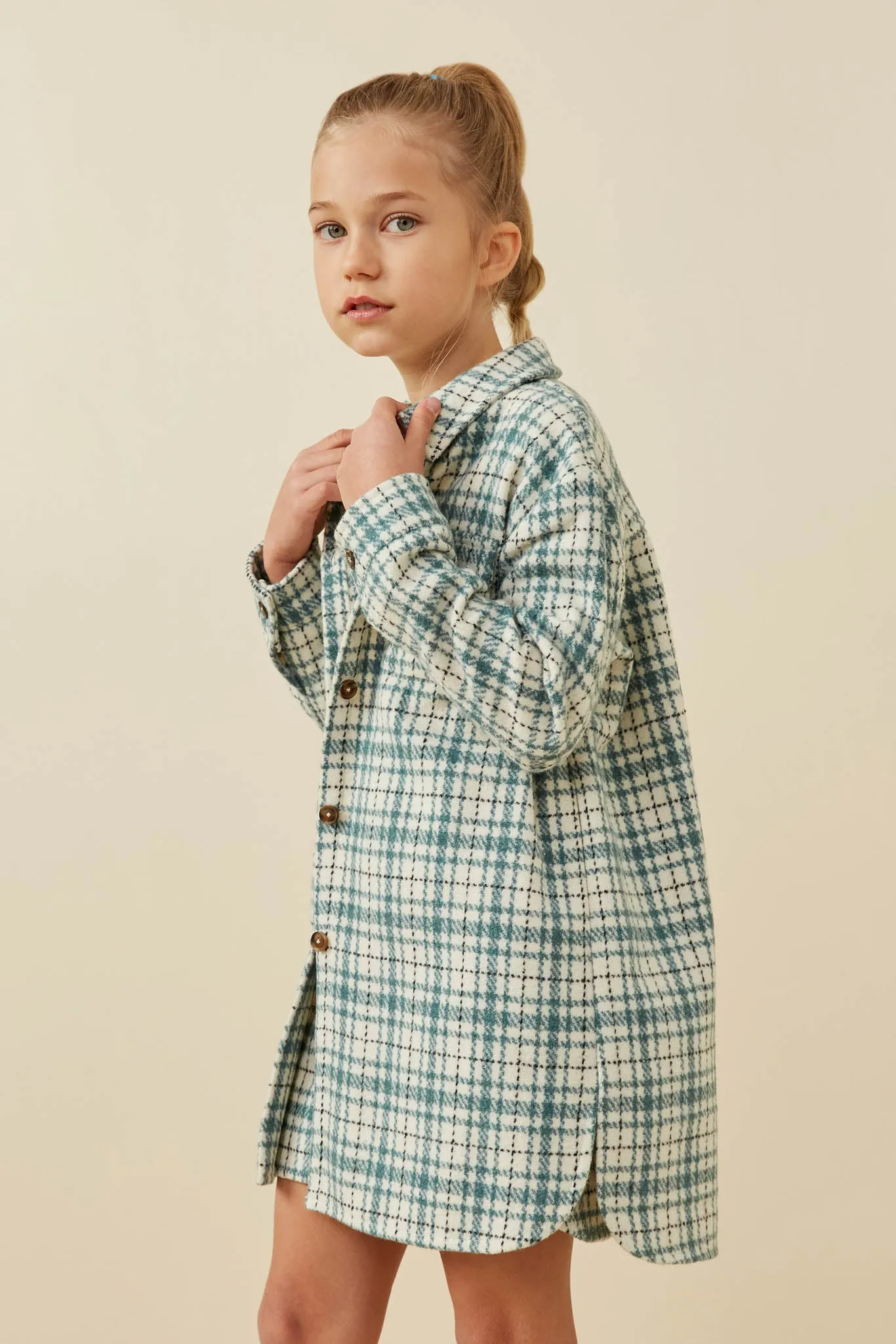 Front Pocket Long Line Flannel Shirt Jacket