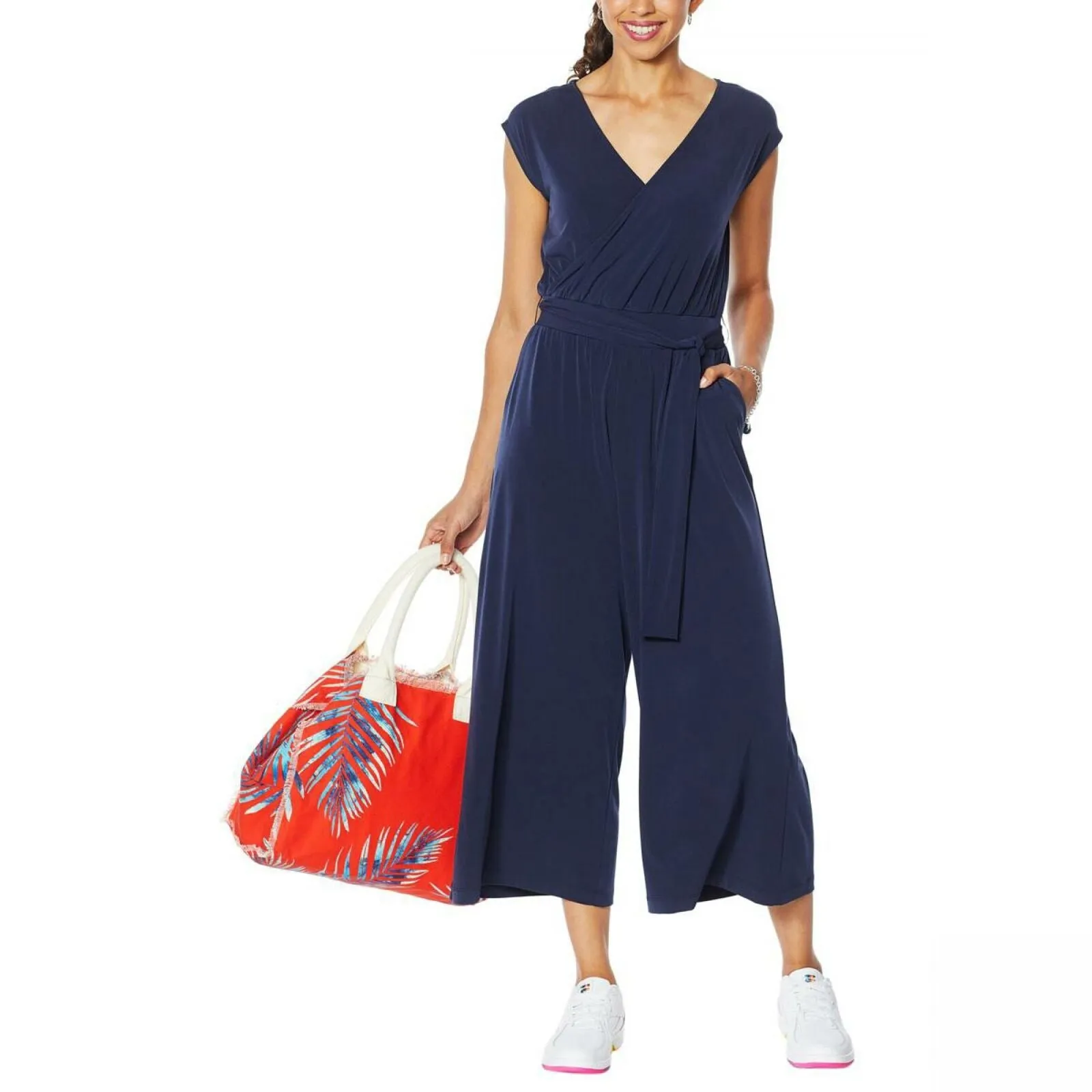 G by Giuliana Women's Petite Cropped Knit Jumpsuit