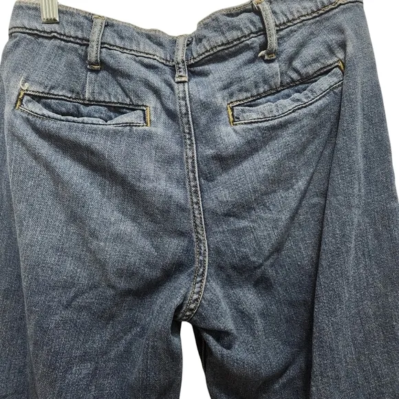 GAP Women's High Rise Wide Leg Cropped Pleated Jeans Y2K Boho Size 26 Petite