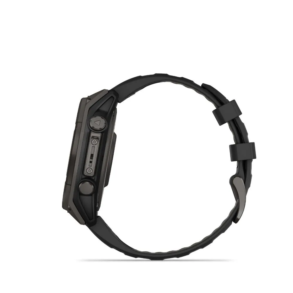 Garmin Fenix 8 51mm Solar Sapphire (Carbon Grey DLC Titanium with Black/Pebble Grey Silicone Band)