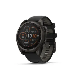 Garmin Fenix 8 51mm Solar Sapphire (Carbon Grey DLC Titanium with Black/Pebble Grey Silicone Band)