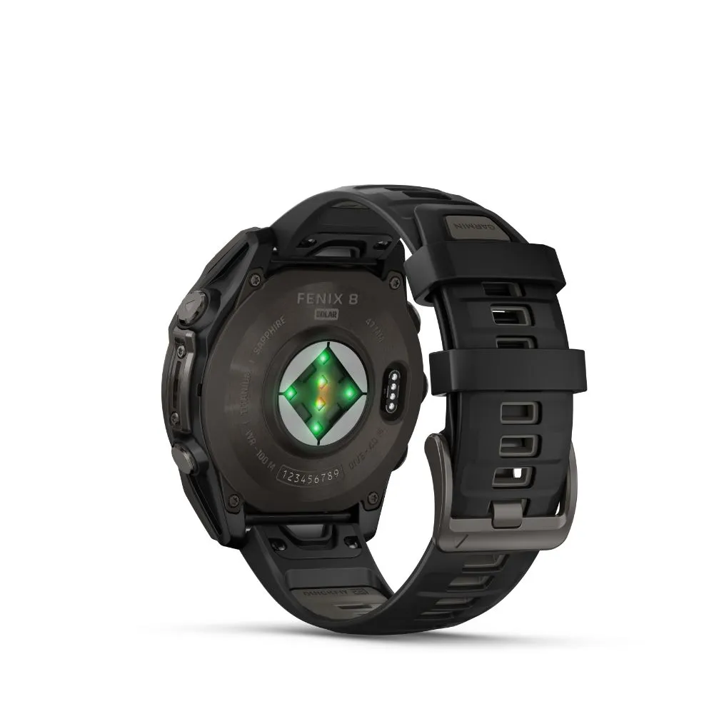 Garmin Fenix 8 51mm Solar Sapphire (Carbon Grey DLC Titanium with Black/Pebble Grey Silicone Band)