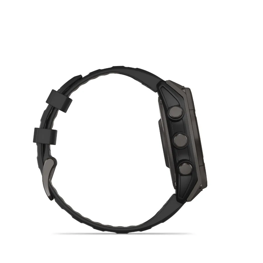 Garmin Fenix 8 51mm Solar Sapphire (Carbon Grey DLC Titanium with Black/Pebble Grey Silicone Band)