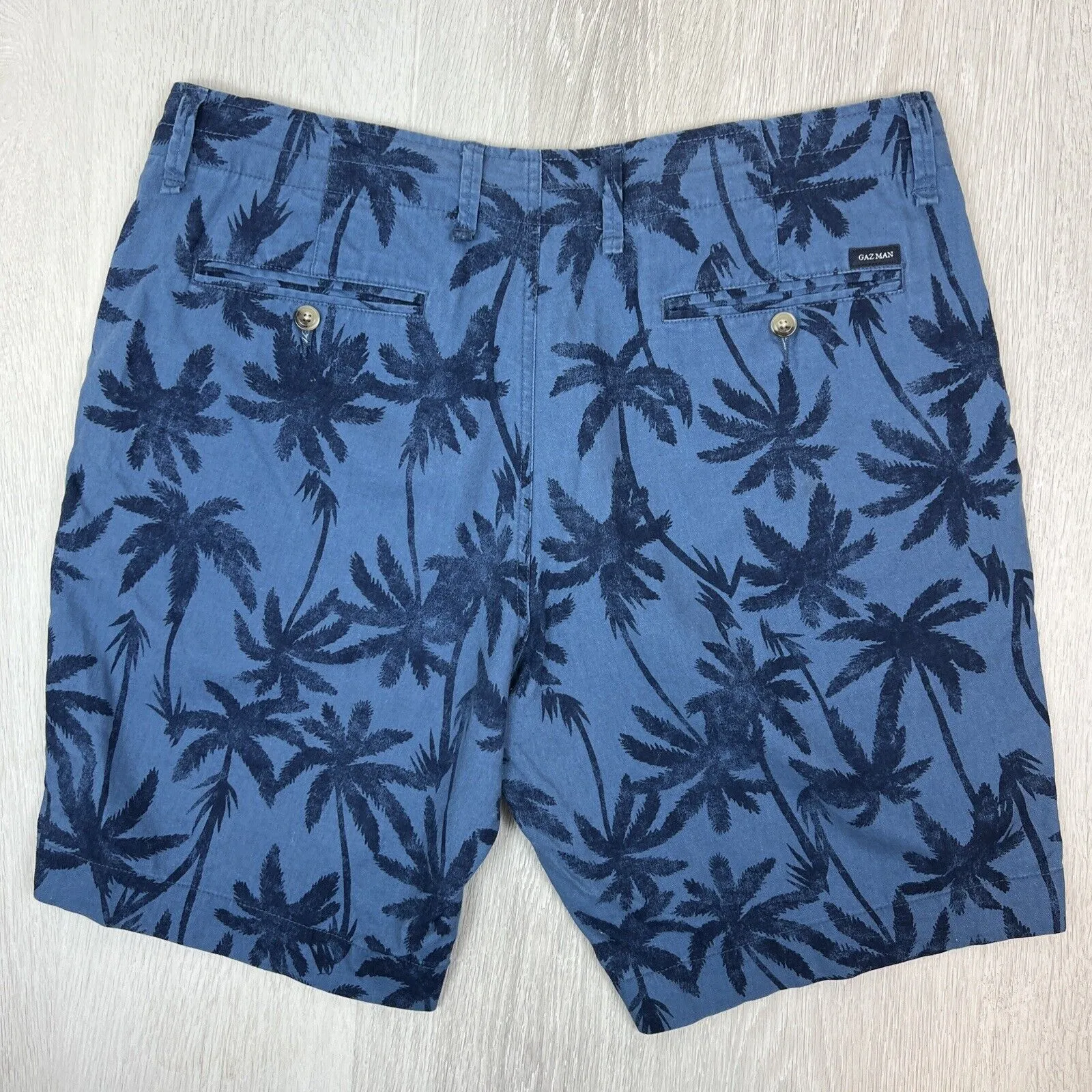 Gazman Mens Blue Linen Blend Chino Shorts Size 36