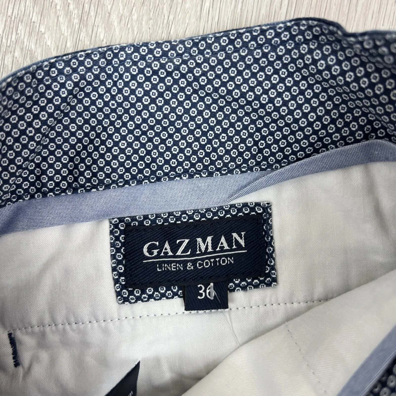 Gazman Mens Blue Linen Blend Chino Shorts Size 36