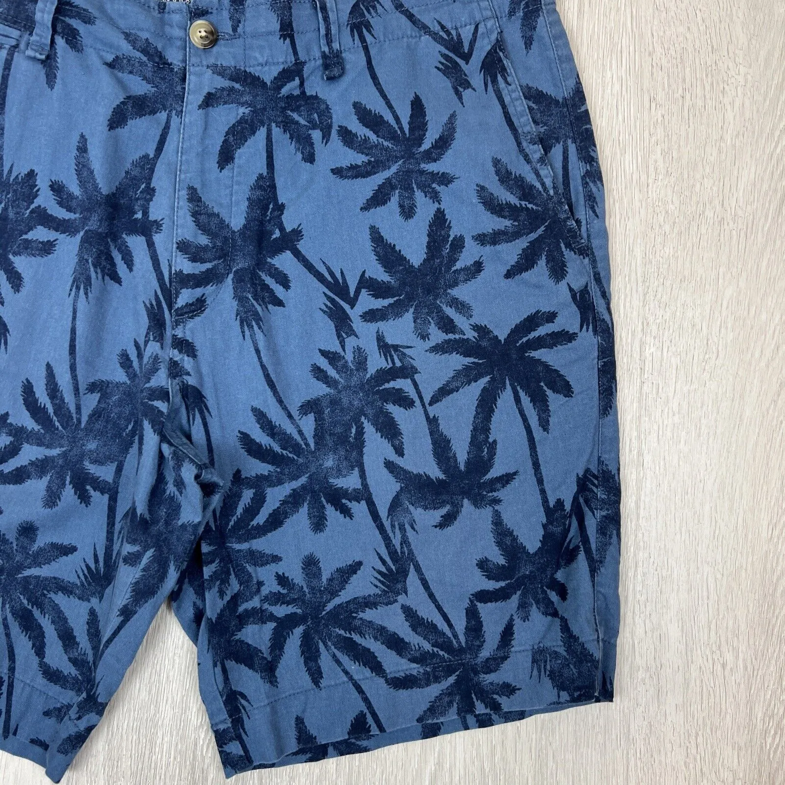 Gazman Mens Blue Linen Blend Chino Shorts Size 36