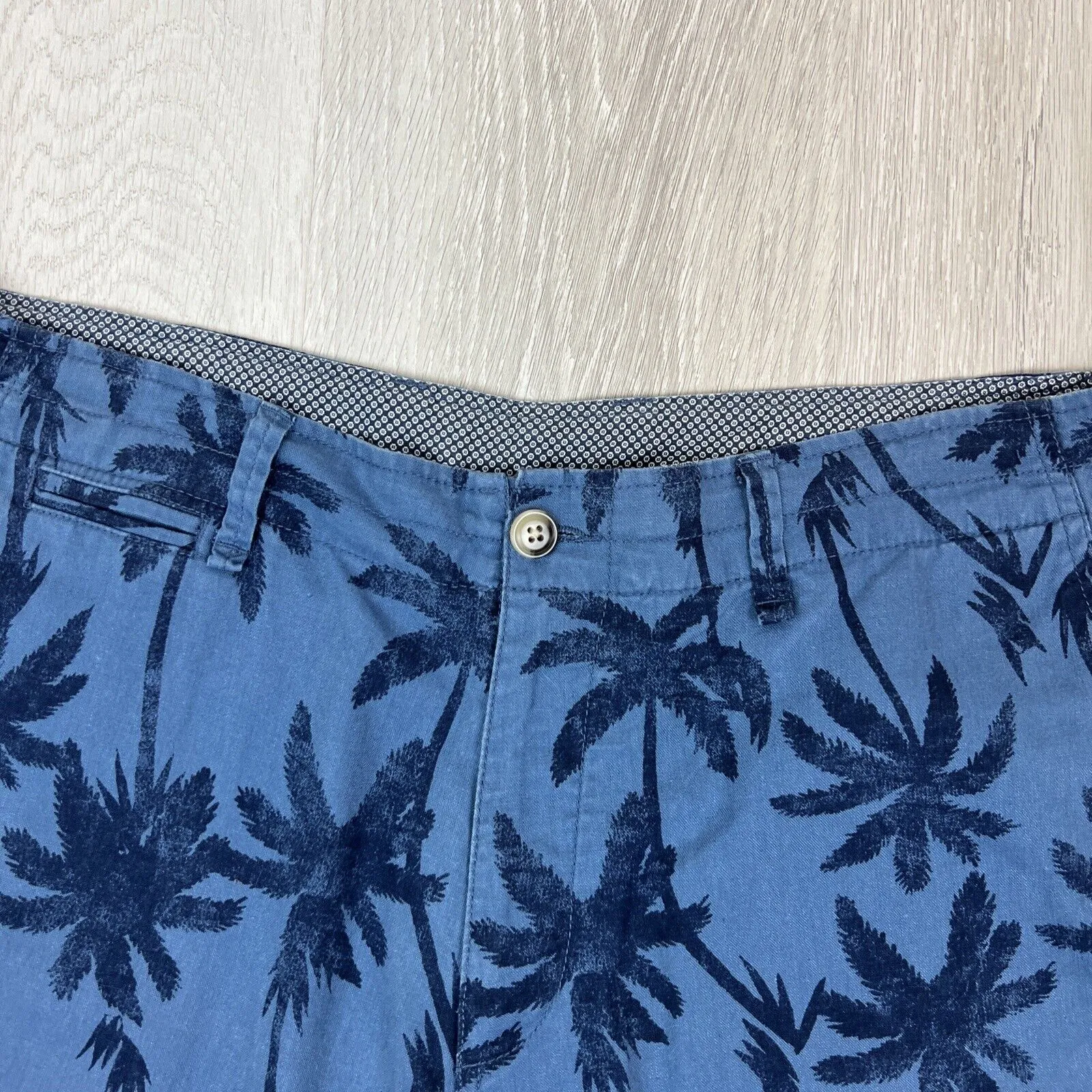 Gazman Mens Blue Linen Blend Chino Shorts Size 36