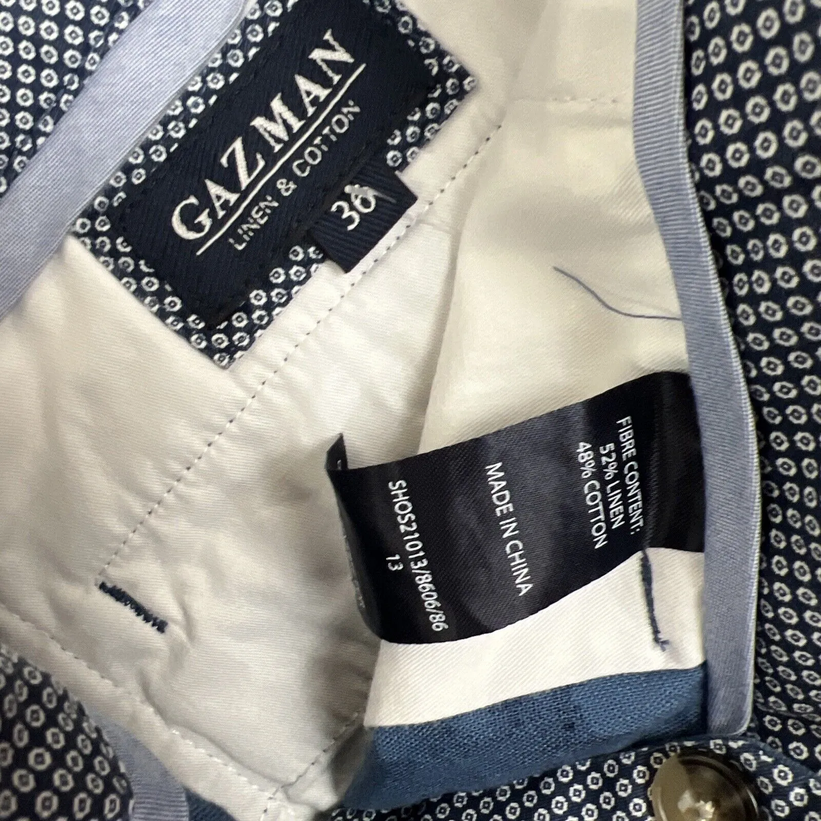 Gazman Mens Blue Linen Blend Chino Shorts Size 36
