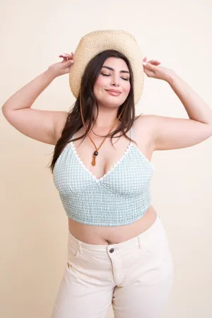 Gingham Smocked Bralette Plus - 3 colors