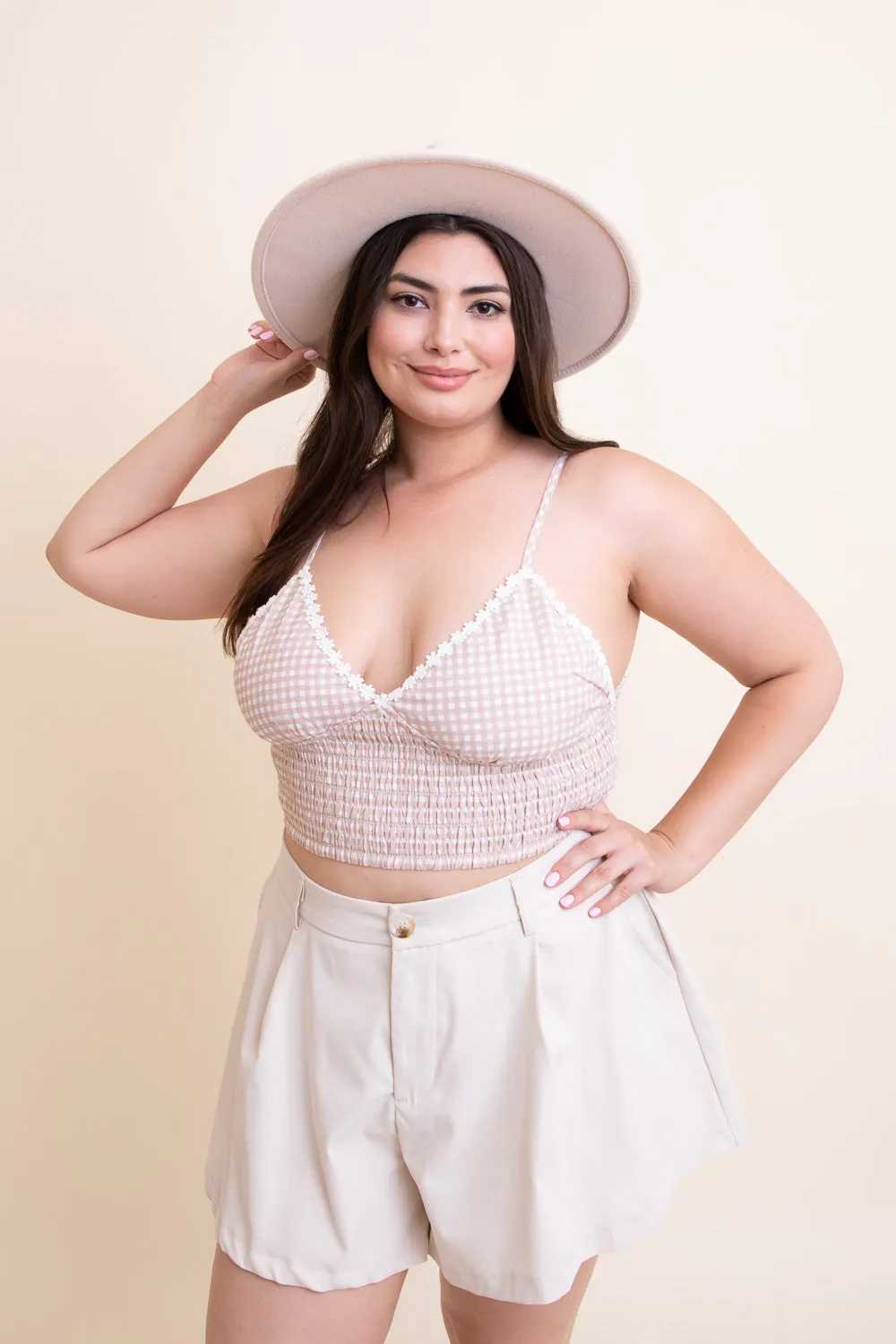 Gingham Smocked Bralette Plus - 3 colors