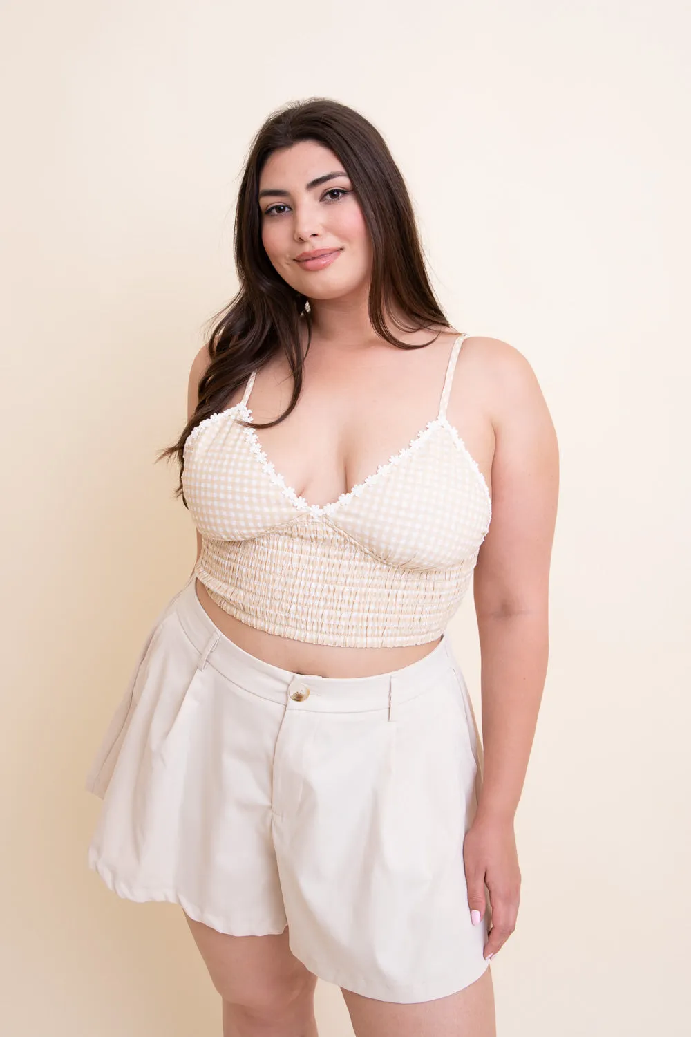 Gingham Smocked Bralette Plus - 3 colors