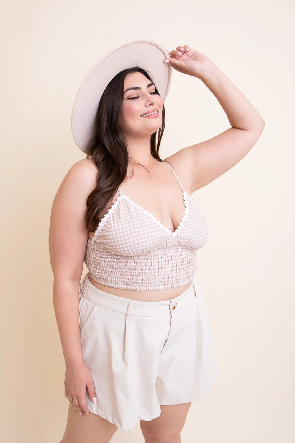 Gingham Smocked Bralette Plus - 3 colors