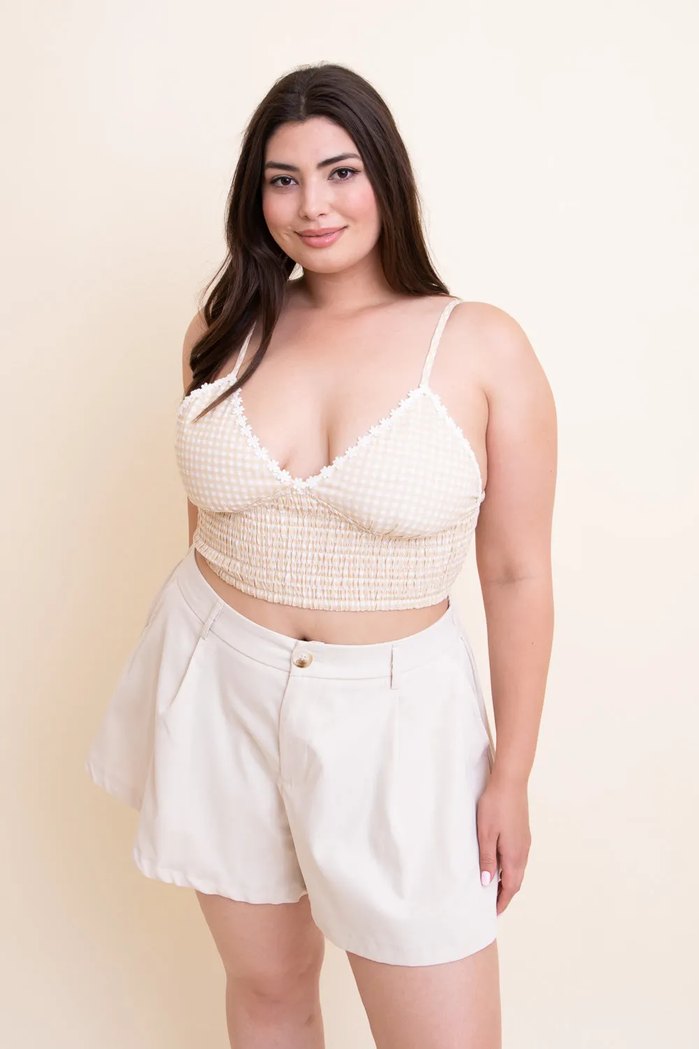 Gingham Smocked Bralette Plus - 3 colors