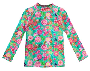 Girls UPF 50  Printed Long Sleeve Rashguard | Bright Flowers