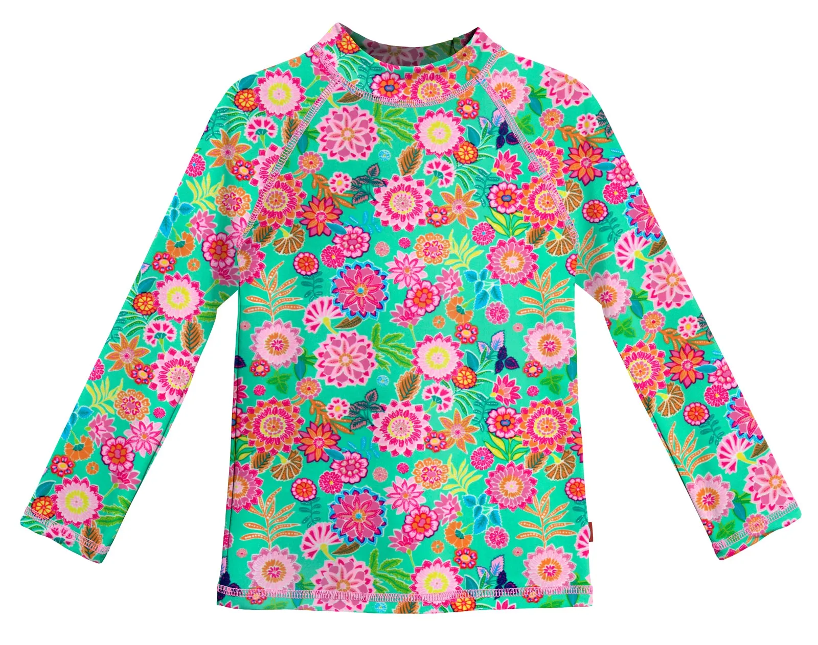 Girls UPF 50  Printed Long Sleeve Rashguard | Bright Flowers