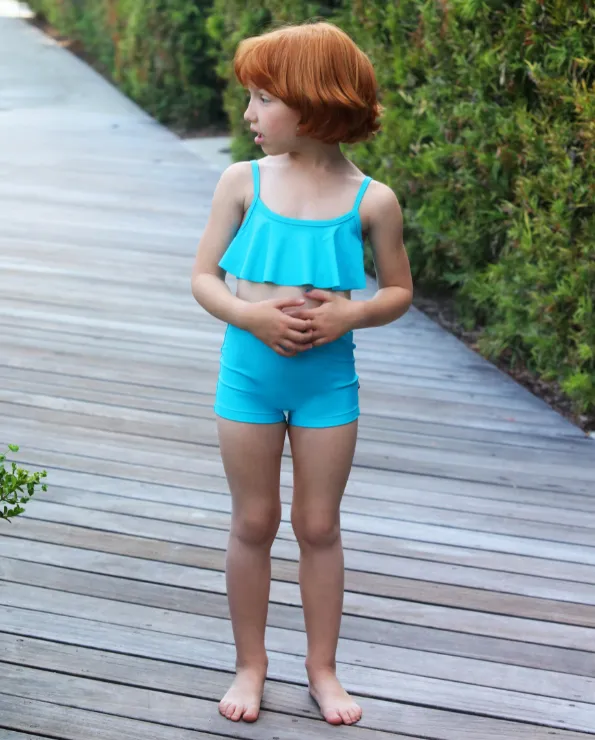 Girls UPF 50  Swim Boy Shorts  | Hot Pink w- Matching Stitch