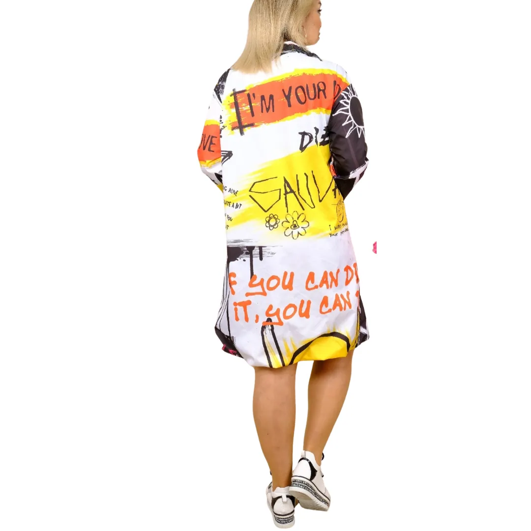 Graphic Zip Up Trench Jacket