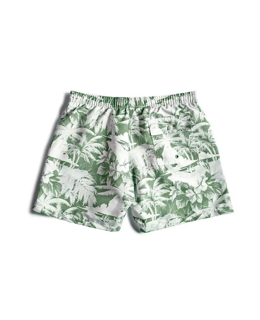 Green Aloha Swim Trunk