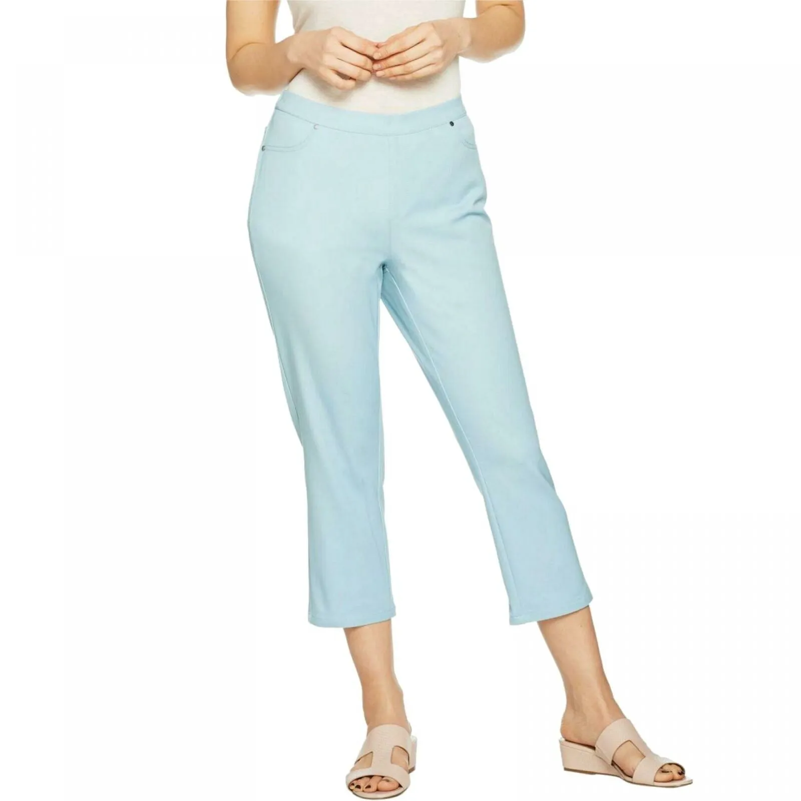 H by Halston Women's Petite Studio Stretch Crop Pull On Pants