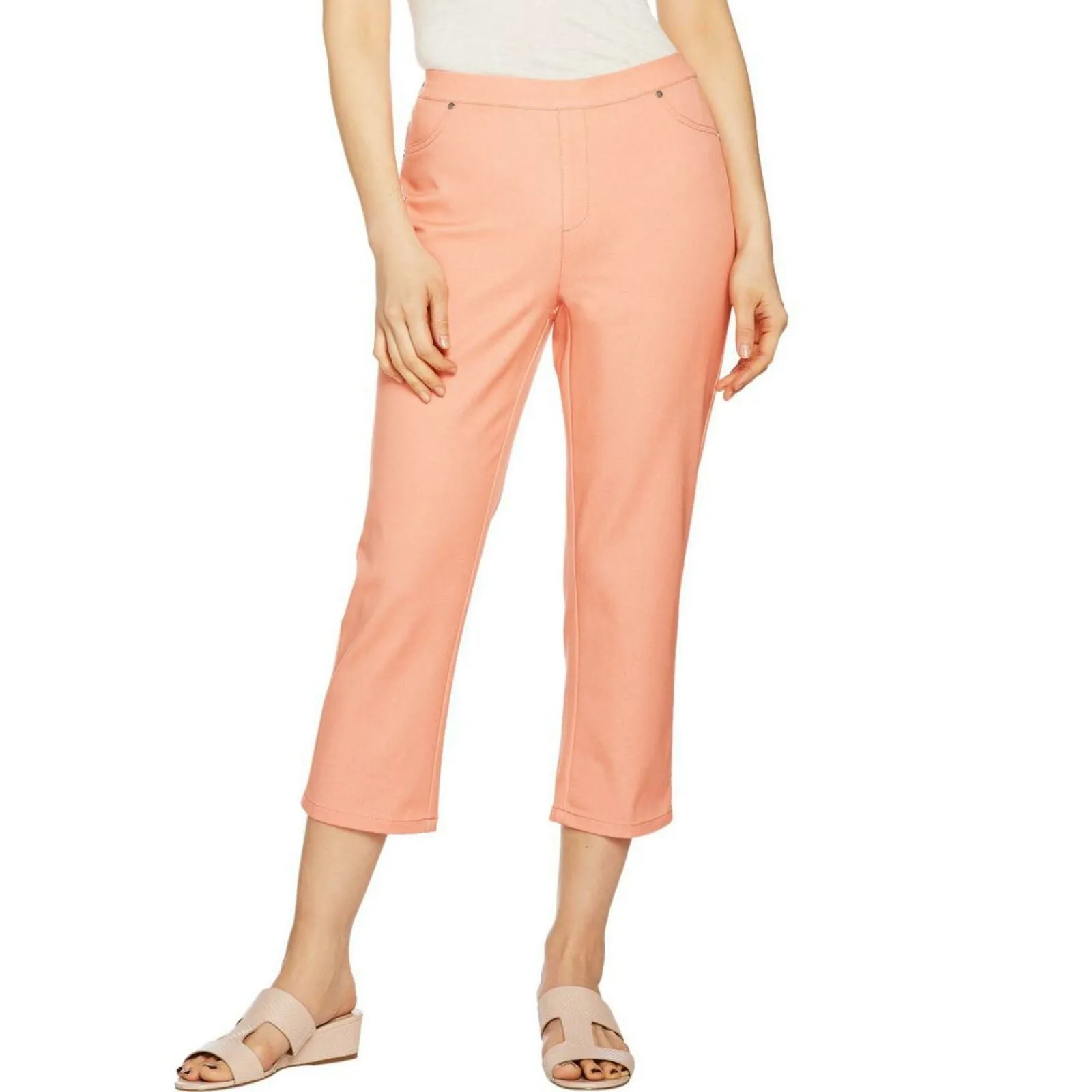 H by Halston Women's Petite Studio Stretch Crop Pull On Pants