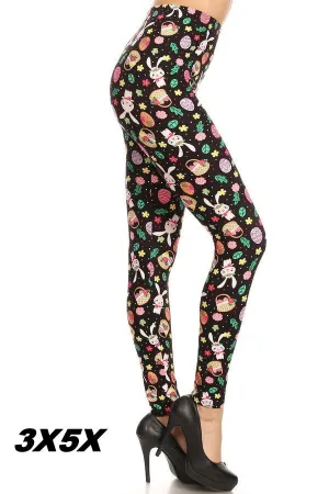 Happy Easter -  Curvy Plus Size Easter Leggings