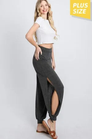HAREM PANTS W/SIDE SLIT | CURVY |