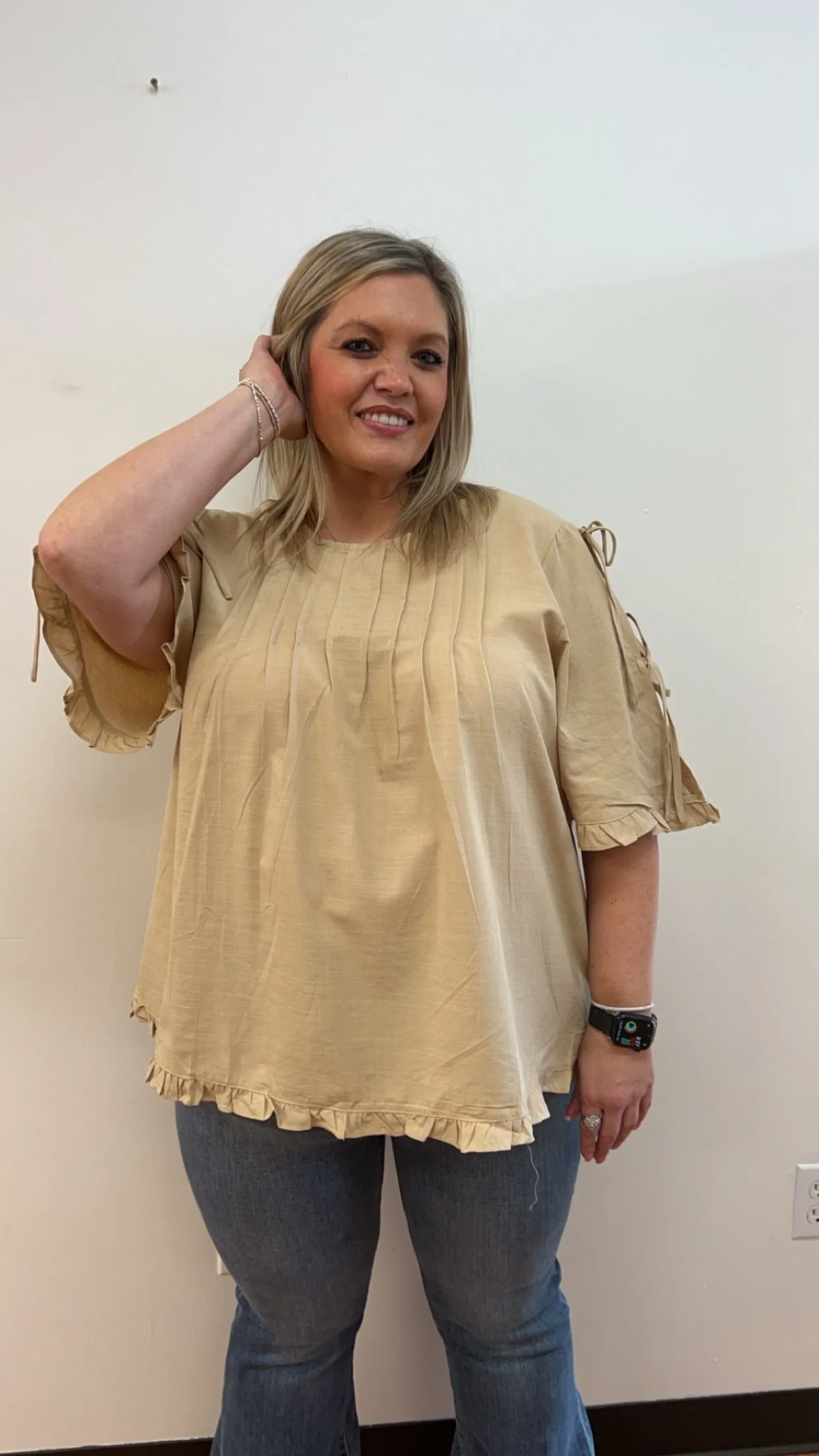 Hayden Curvy Pintuck Blouse