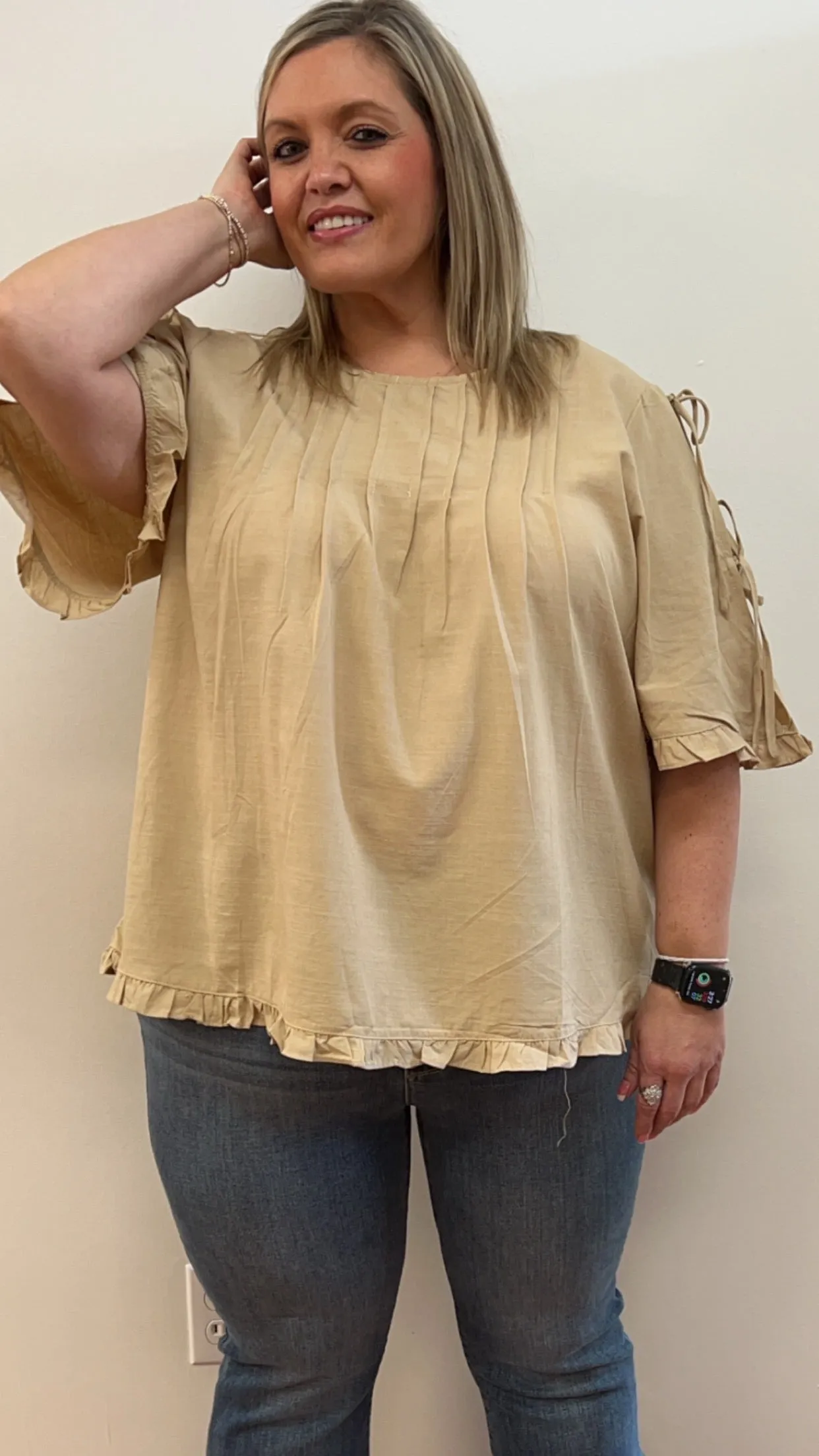 Hayden Curvy Pintuck Blouse