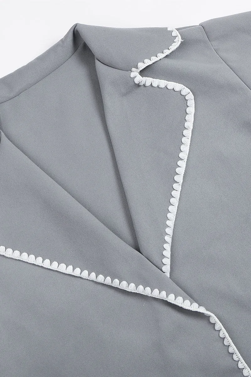 HCT1043 Chic Contrast Stitch Wool Coat Outerwear