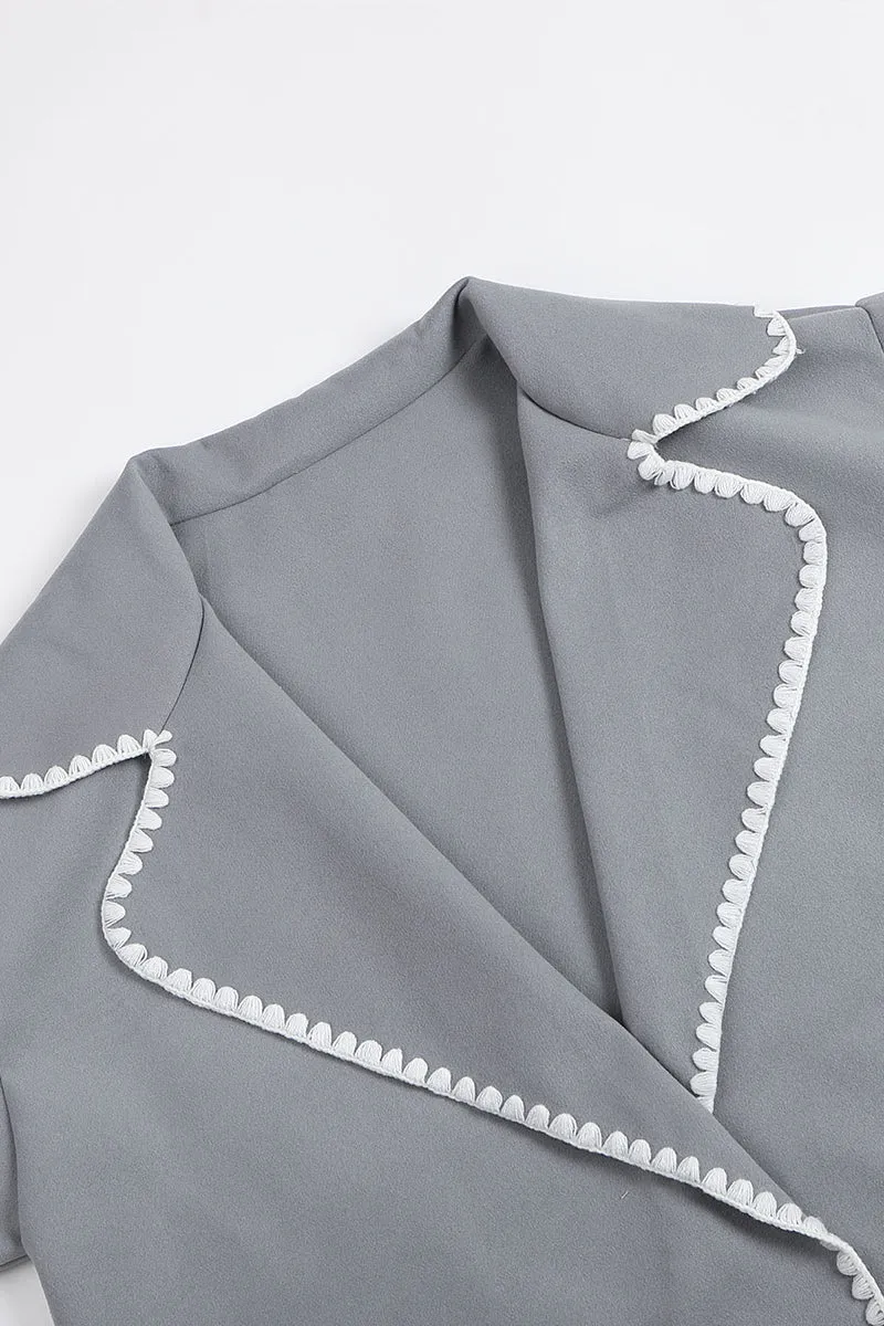 HCT1043 Chic Contrast Stitch Wool Coat Outerwear