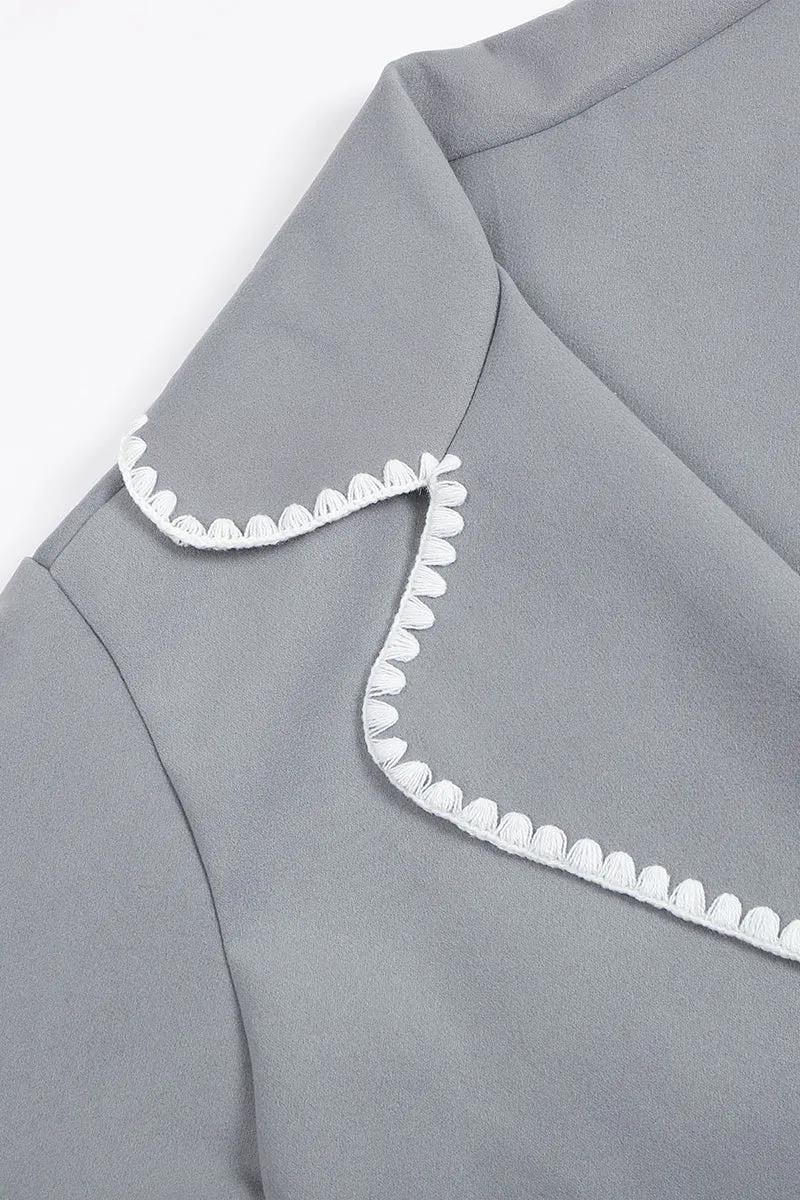 HCT1043 Chic Contrast Stitch Wool Coat Outerwear